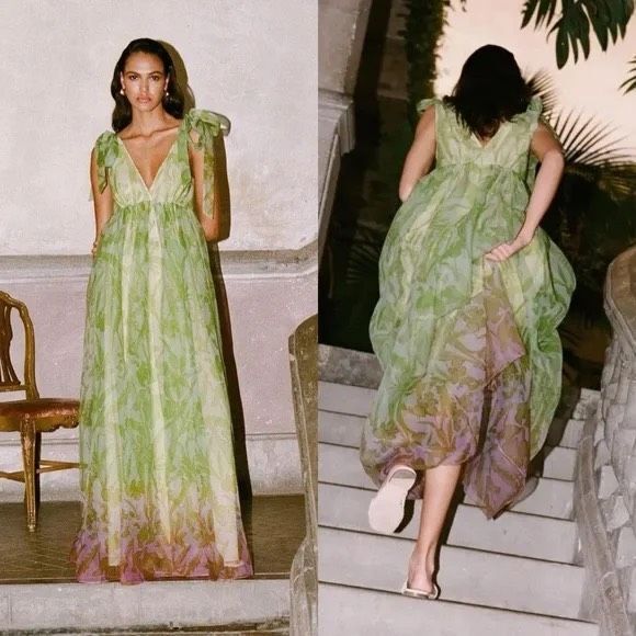 NWT STAUD Ombré Floral Tie Strap Gown Size 2 $495 - Picture 2 of 10